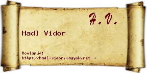 Hadl Vidor névjegykártya
